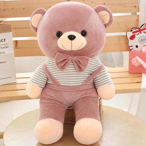 Cute Suspenders Bow Tie Bear Plush Doll Soft Bear Children Doll