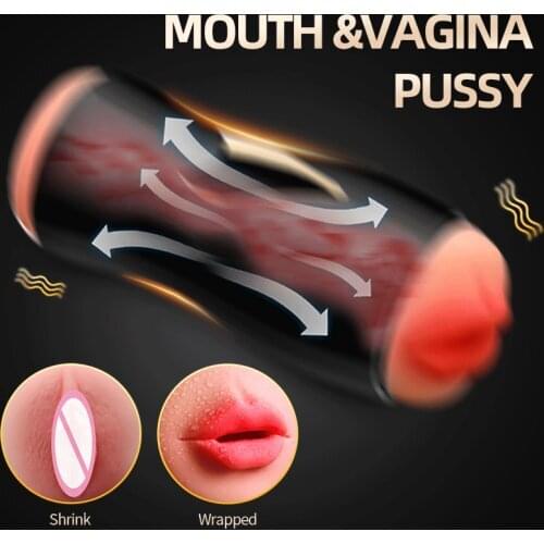 Male Blowjob Masturbation Cup Sex Toys Vagina Real Pussy Pocket 10 Modes Vibrating Masturbators machine for men masturbating