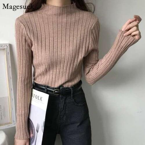 Autumn Turtleneck Women Sweater Long Sleeve Casual Knitted Sweater Vest Solid Slim Pullover Christmas Winter Sweater Women 11032