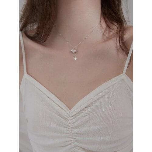 S925 sterling silver necklace with new planet tassel star ins clavicle chain necklace temperament fashion jewelry for female