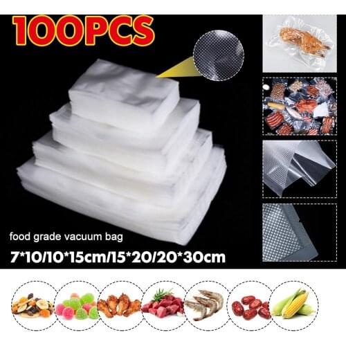 100Pcs 4 Sizes Food Grade Vacuum Bag Sealer Machine Bags