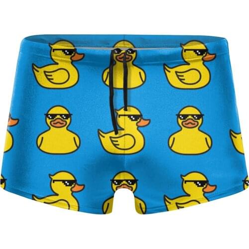 Europe Size Web Celebrity Cartoon Yellow Duck Swimming Pants Speed Dry Man Swimming Trunks Swimsuit Stretch Beach surfing Shorts