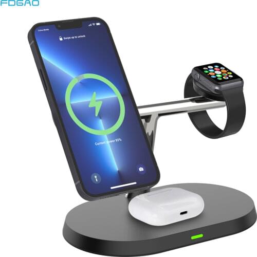Wireless Charger Stand Fast 5 in 1 Magnetic Charging Holder for iPhone 12 Pro Max Mini Apple Watch 6 Airpods induction Chargers