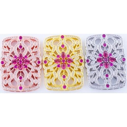 Hot Jewelry Bijoux Zircon Flower Charms For Jewelry Making Wholesale Copper Micro Pave Big Hollow Charms Connectors Diy Berloque