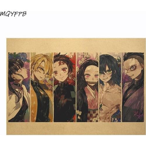 Anime Demon Slayer A collection of characters Kraft Paper Poster Home Wall Decorative Painting