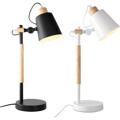 Nordic Bedroom Bedside Table Lamp Push Switch US Plug EU Plug LED E27 Eye Protection 180° Rotatable Reading Light For Home 12W