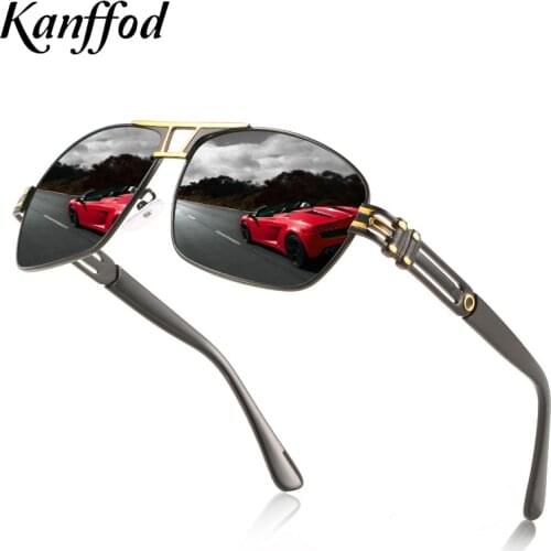 Kanffod Mens Polarized Sunglasses Big Frame Square Sun Glasses Women Driving Goggles Brand Designer Ocean Blue Lens UV400