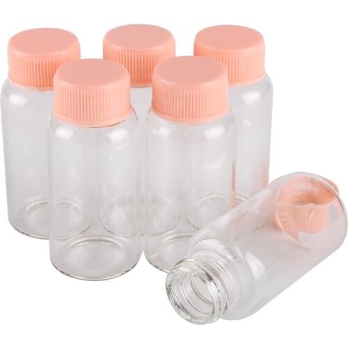 5pcs 20ml 27*58mm Glass Bottles Glass Jars with Pink Plastic Caps Spice Jars Potion bottles Glass Vials