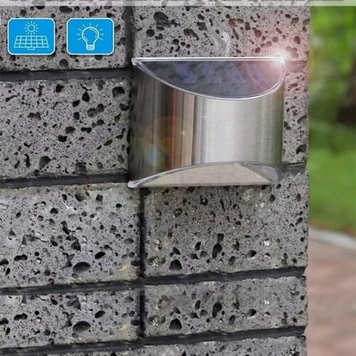 Solar Light Outdoor Wall Sconce Garden Security Lamp Waterproof Wireless Stainless Steel Lamp For House Front Door Patio Fence
