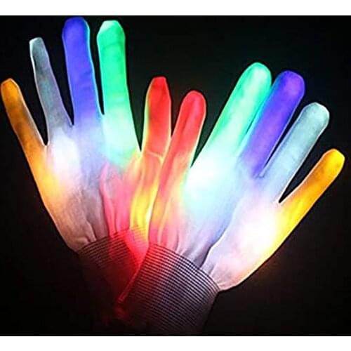LED Gloves Halloween Neon Guantes Glowing Party Dance Finger Light Props Luminous Skeleton Skull Gloves Stage Costume Christmas
