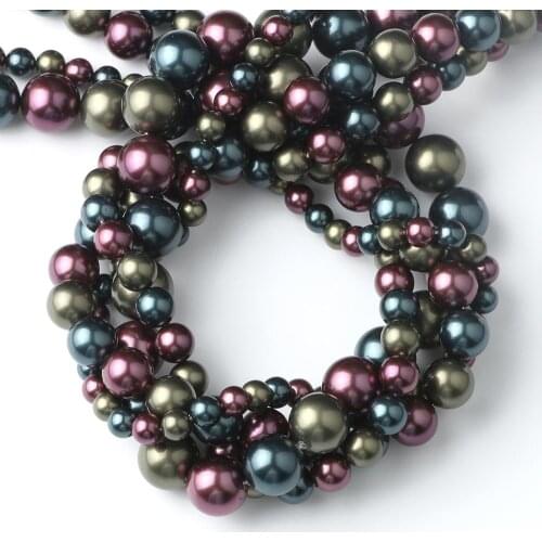 Dark Blue Purple Shell Beads 6/8/10/12mm Imitation pearls Loose Spacer Beads For Jewelry Making Perles Diy Women Ear Bracelets