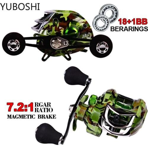 YUBOSHI 2020 New Baitcasting Reel 18+1BB 10KG Carbon Fiber Drag 7.2:1 Gear Ratio High Speed Fishing reels Carp Fishing