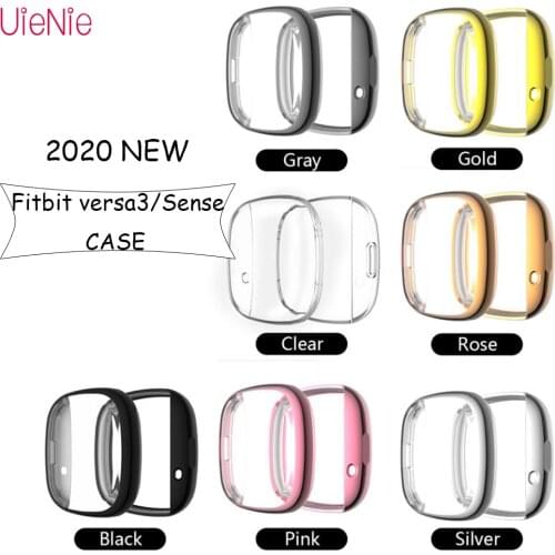 Protective Case For Fitbit Versa 3 Soft TPU Full Screen Protector Cover For Fitbit Sense/Versa3 Smart Watch Bumper Plating Shell