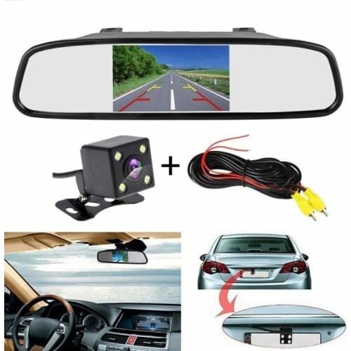 Reversing LCD Mirror Monitor HD Rear View 4.3" Car Reversing Camera Night Vision Rear View + Rearview Mirror Display