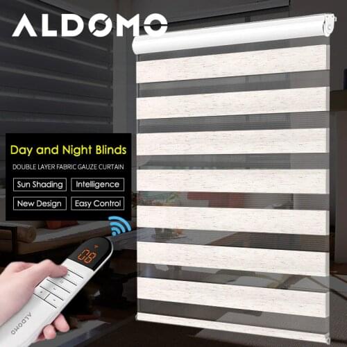 ALDOMO motorized zebra blinds automatic remote control lifting for bedroom balcony living room home window curtains