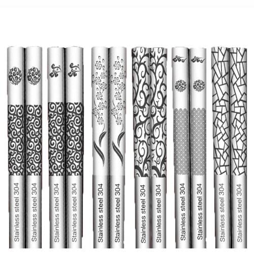 10pairs Stainless Steel Anti-skid Chopsticks Sushi Metal Iron Portable Chinese Healthy Food Stick for Sushi Chopsticks Set