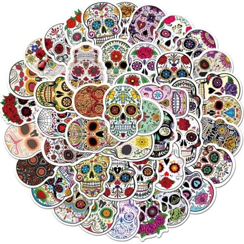50PCS Horror Graffiti Skull Stickers Waterproof PVC For Car Helmet Motorcycle Bike Laptop Guitar Classic Toy Cool Sticker