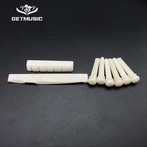 6pcs Acoustic Guitar Rosewood Pure Bone/Ebony/ Bridge Pin Set of Pure Bone Bridge Nut Saddle