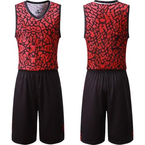 Basketball Suit MenS New Suit For Training Match Suit Quick Dry Breathable Jersey Red Camouflage Marbled Jersey