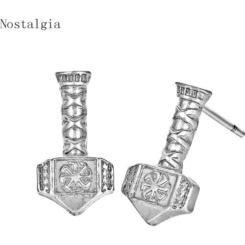 Free Ship Slavic Kolovrat Stud Earrings For Men Hammer Of Thor Charm Simple Vintage Viking Jewelry Fashion Women Pendientes