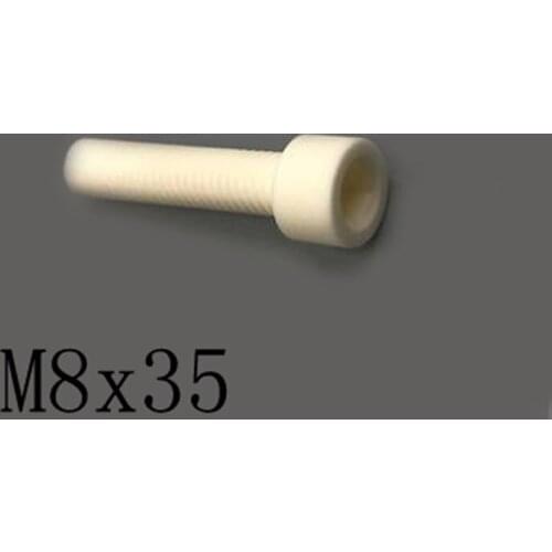 2pcs M8x35mm Inner Hexagon Cylindrical Head Screw Ceramic Insulated Bolt High Temperature Corrosion Resistance Zirconin