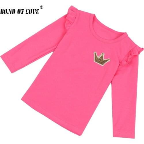 Children Clothes Boy Girls Long Sleeve T-shirt Childrens Crown Pattern T-shirt Bottoming Shirt Spring and Summer Autumn T-shirt