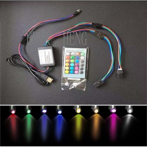 DIY USB5V 12v 2W multi color RGB fiber optic led light engine with IR remote control car use
