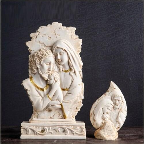 CHRISTIANITY SERIES FIGURE ART SCULPTURE JESUS VIRGIN MARY JOSEPH FIGURINE RESIN CRAFTS GARDEN DECORATIONS FOR HOME R3744
