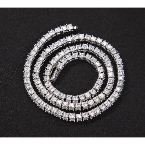 Freewear 6mm Iced Out Bling Square AAA Cubic Zirconia Paved Link Tennis Chain Choker Necklace Hiphop Brass Luxury Jewelry