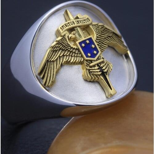 US Marine Corps MARSOC Raiders Wing Insignia USMC Special Operator Sterling Silver Ring