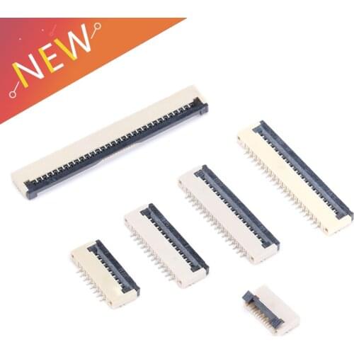 10pcs 1mm Pitch Under Clamshell Socket FPC FFC Flat Cable Connector 4P 5P 6P 8P 10P 12P 14P 16P 20P 22P 24P 30P 34P