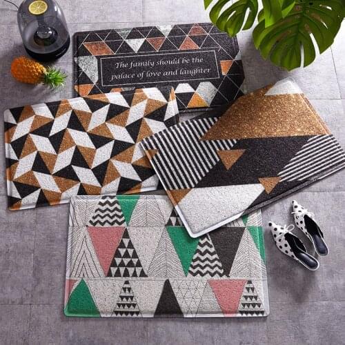 Marble Pattern Doormat Half-Round Indoor Outdoor Mats Front Door Rug Low Profile Outside Waterproof Easy Clean Entrance Door Mat