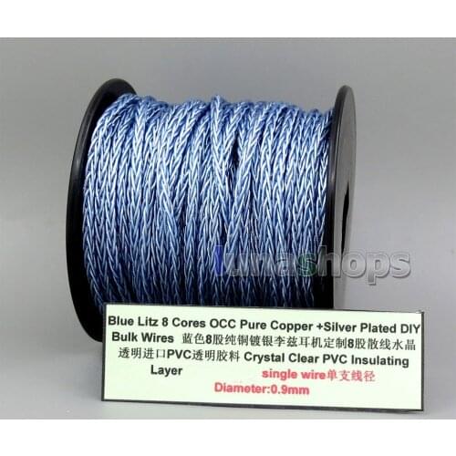 LN006140 Blue Litz 8 Cores Pure OCC Silver Plated Bulk Wire For Custom DIY Shure Acrolink Fostex QDC Earphone Headphone Cable