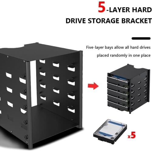 5-Layers 3.5in HDD Holder Metal Mounting Bracket Hard Drive Storage Container Multi Layers External Hard Disk Bracket Shelf Rack