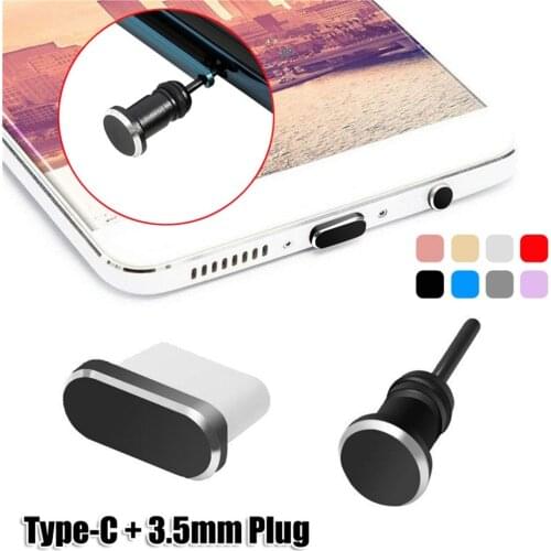 Metal Type C Charging Port Anti-Dust 3.5mm Earphone Jack Dust Plug Sim Card Pin for Samsung S10 Cell Phone Accessories