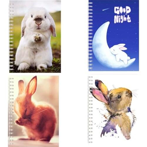 Animal Rabbit Kawai Cute PET Bunny Spiral Binder Notebook Diary Note Book Tobie Hare Coniglio Journal Blank Paper Sketch Book