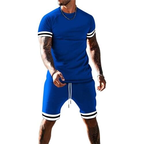 2021 New Summer Short Sleeve Sport Suits Mens Tracksuit Breathable Sweat Suits Male Sportswear 2 Piece Set Men Shorts + T Shirt