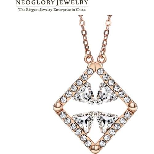 Neoglory Auden Rhinestone Rose Gold Color Austrian Crystal Fashion Link Chain Necklaces & Pendants for Brand Jewelry 2020 SQC