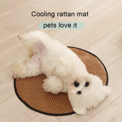 Cat Cooling Mat Summer Pet Bed Cool Sleeping Mat for Dogs Rattan weaving Breathable Sofa Pad