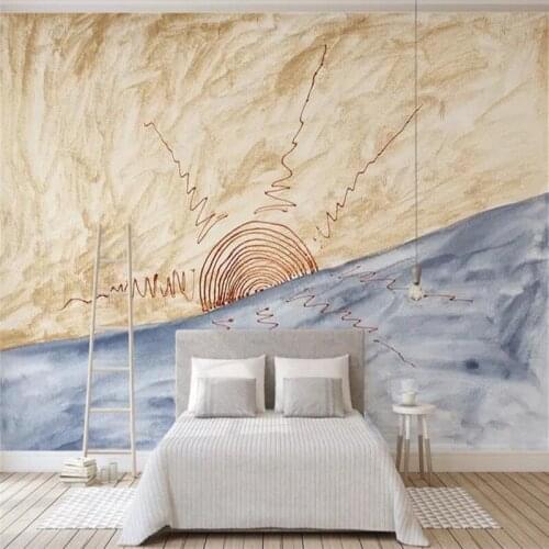 Custom wallpaper simple hand-painted small fresh green leaves watercolor style background wall decoration waterproof material