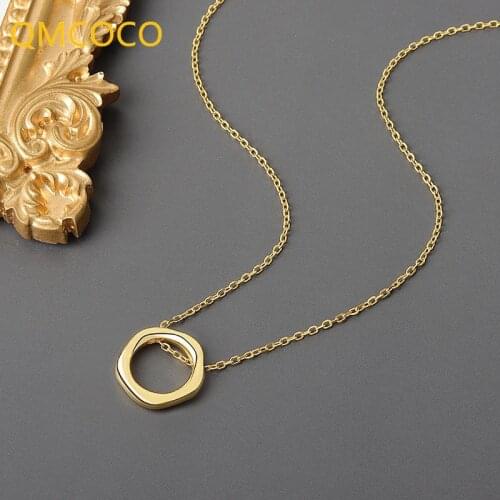 QMCOCO 925 Silver Personality Simple Irregular Circle Chain Korean Collarbone Chain Woman Wedding Party Jewelry Ornaments