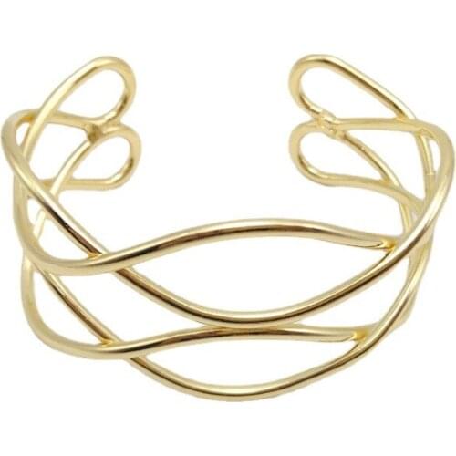 Luxury Rose Gold Silver Color Charm Cross Hollow Bangle for Women Cross Bracelets Jewelry Popular Cuff Bracelets Jewelry Gifts