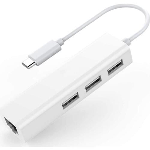 Type C hub to RJ45 100 MB network port + 3-port USB2.0 hub to RJ45 network port hub