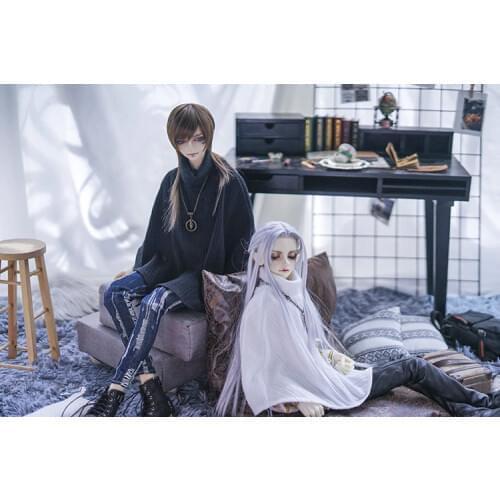 BJD doll clothing siutable for 1/3 1/4 Uncle size cloak high collar cloak top black white 2 color doll accessories