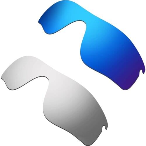 HKUCO For Radarlock Path Sunglass Polarized Replacement Lenses Color-Blue & Titanium 2 Pairs