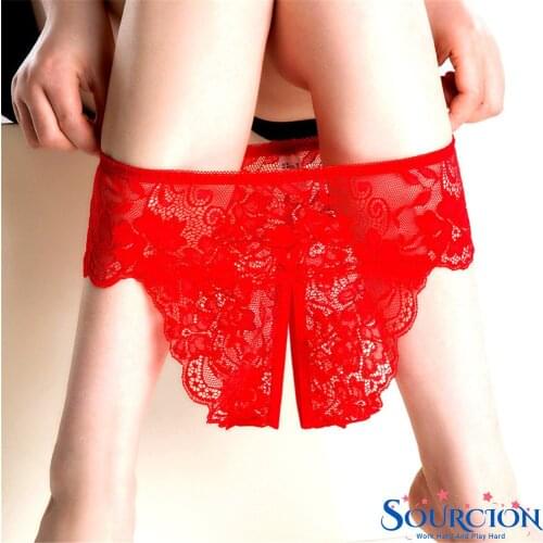 SWT Women Opening Crotch Panties Thongs for Sex Plus Size Lace Open Spandex Crotchless Female Underwear Sex Briefs Tangas