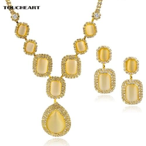 TOUCHEART Silver Bridal Jewelry Set For Women Gold Classic Water Drop Opal Necklaces Earrings Wedding Bridal Jewelry Sets 150053