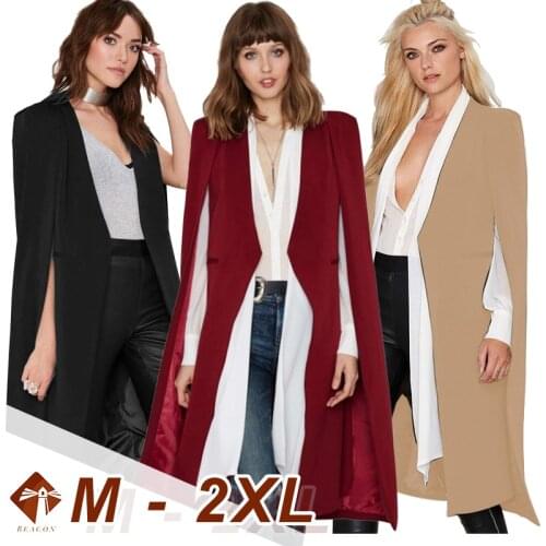 Windbreaker Female 2021 Fashion Large Size Cloak No Buckle Coat Slim Streetwear Ladies Tops Longline Cape Party Casual Blazer