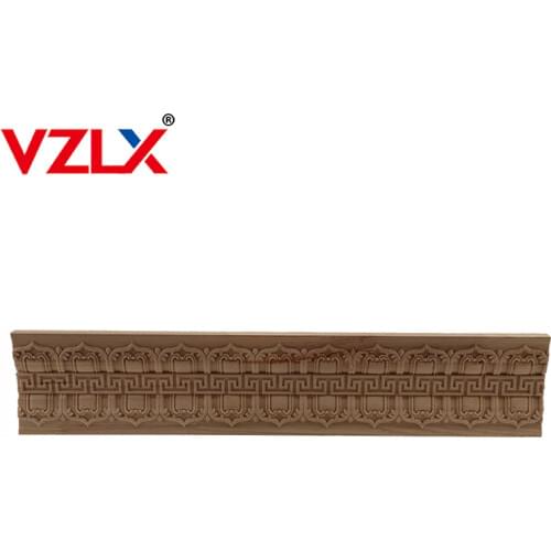 VZLX Wood Carved Applique Frame Corner Onlay Unpainted Furniture Home Buddha Statue Decoration Lines Door Decor Accessories