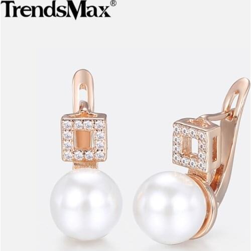 Luxury Pearl Earrings for Women 585 Rose Gold Woman Earring Hot Party Wedding Jewelry Wholesale Valentines Gifts for Love KGE173